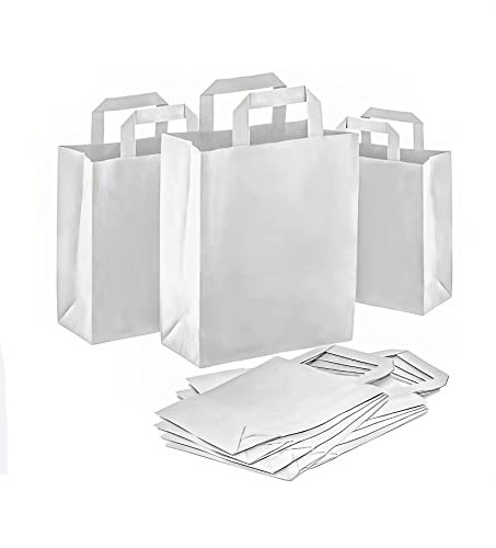 Medium Shopping Bags - Flat Handle White - 125 Per Pack
